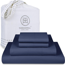 Cooling 600 Thread Count 100 Cotton King Sheet Set - Deep Pocket Folkstone Blue
