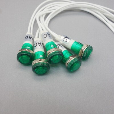 5Pcs 120V AC 10mm GREEN Panel Mounting LED Indication Signal Pilot Lights