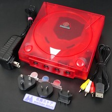 SEGA Dreamcast VA1 Console Translucent Red Shell, Power Supply MOD NTSC-J