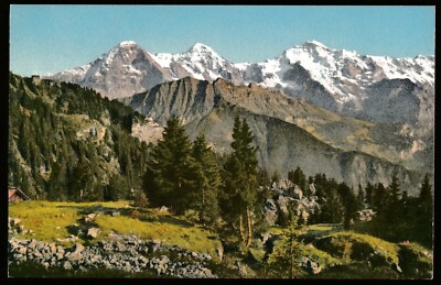 Eiger Monch Jungfrau Switzerland Unsent Vtg DB Swiss Alps Postcard Stehli 1064