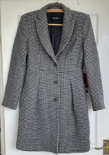 Max & Co (max Mara) Womens Coat Black Gray Check Wool Uk 10