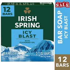 Irish Spring Icy Blast Deodorant Bar Soap for Men, Feel Fresh All Day, 3.7 oz, 1