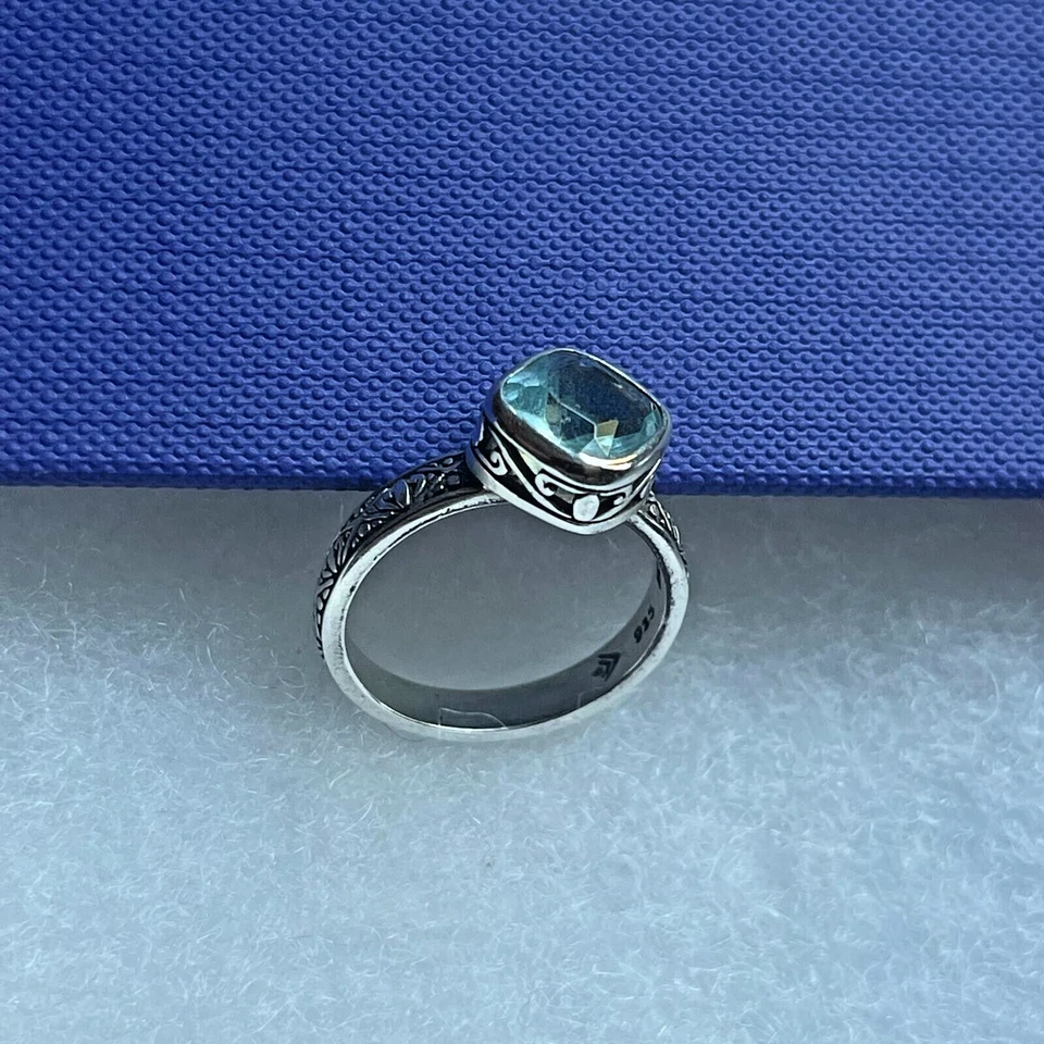 Anillo Aguamarina Silpada - Plata de Ley Fina, Talla 7.5 Foto 3 de 4