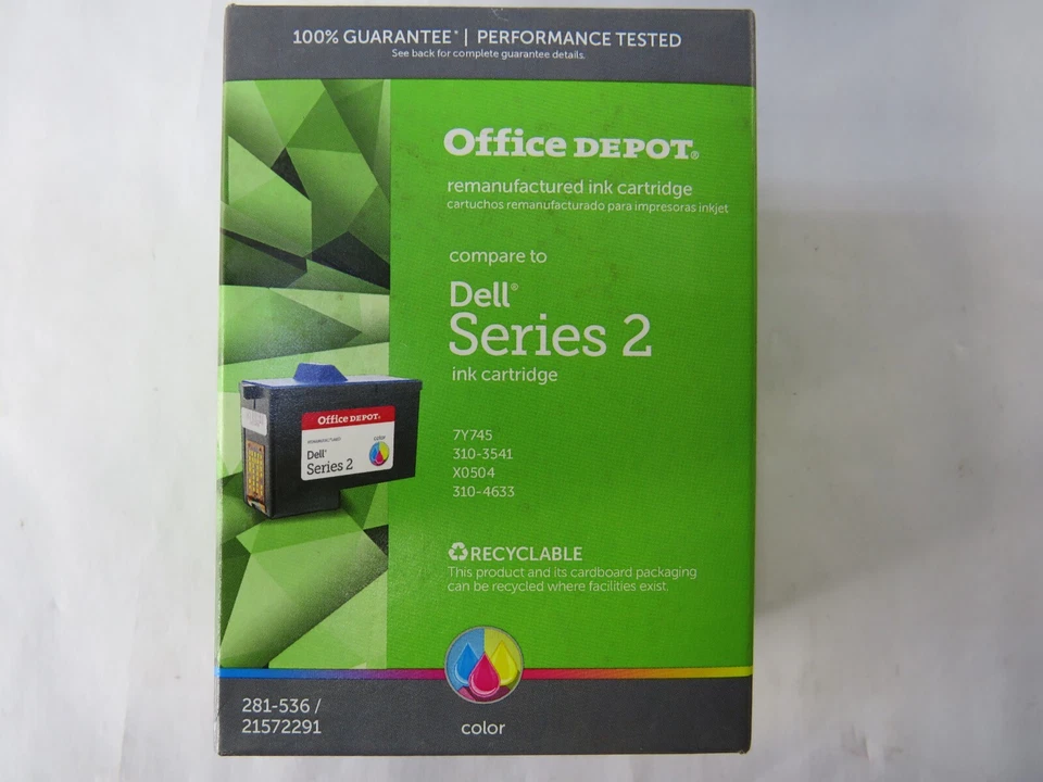 Лот из 8 новых совершенно чернильных картриджей Office Depot серии Dell 2 цвета - Изображение 2 из 4