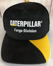 Vtg CATEPILLAR Forge Division Black Yellow baseball hat cap Made in USA