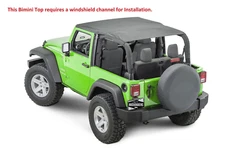 Extended Bikini Top  in Black for  2007-2017 Jeep Wrangler JK 2 Door