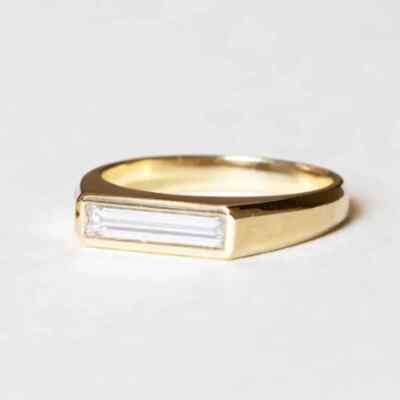 Men's 18K Yellow Gold Ring GIA Certified Lab Grown Diamond