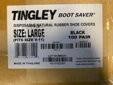 (100 PAIR) Tingley Boot Saver 6330 Black Disposable Shoe Covers, LARGE (NEW)