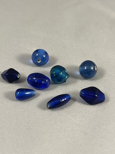 78 Mix Pre / Post Early 1900’s HandBlown Blue Glass Beads Cobalt Rare Collection - Picture 9 of 12