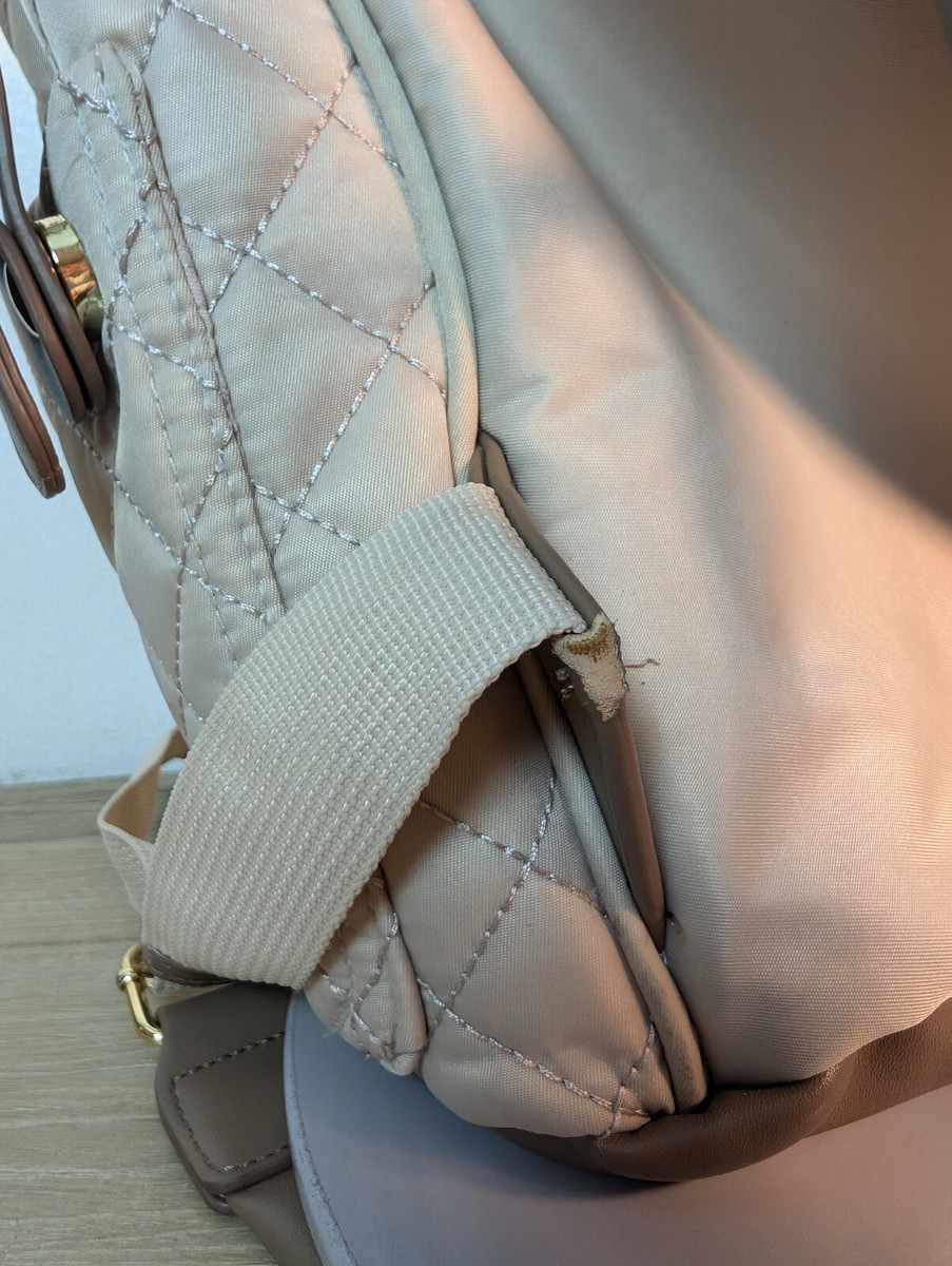 Tommy Bahama Backpack Tan Quilted Laptop Pocket Zippered Bag  display picture 1