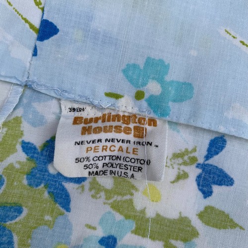 Vintage 1970s Burlington Standard Pillowcase Love Knots Blue Floral - Picture 6 of 8