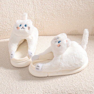 Women Slippers Cute Girls Fluffy Animal Slides Cartoon Cat Home