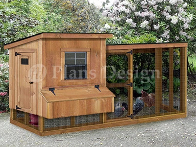 PLANS DESIGN Chicken Coop / Hen House Plans with Kennel / Run 2 in 1 Combo, Design # 60410ML