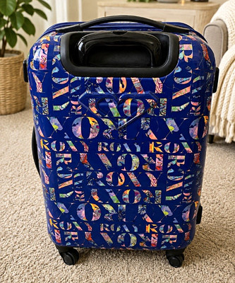 ROXY Hard Shell Spinner Rolling Suitcase, Blue Multicolor Abstract, Y2K