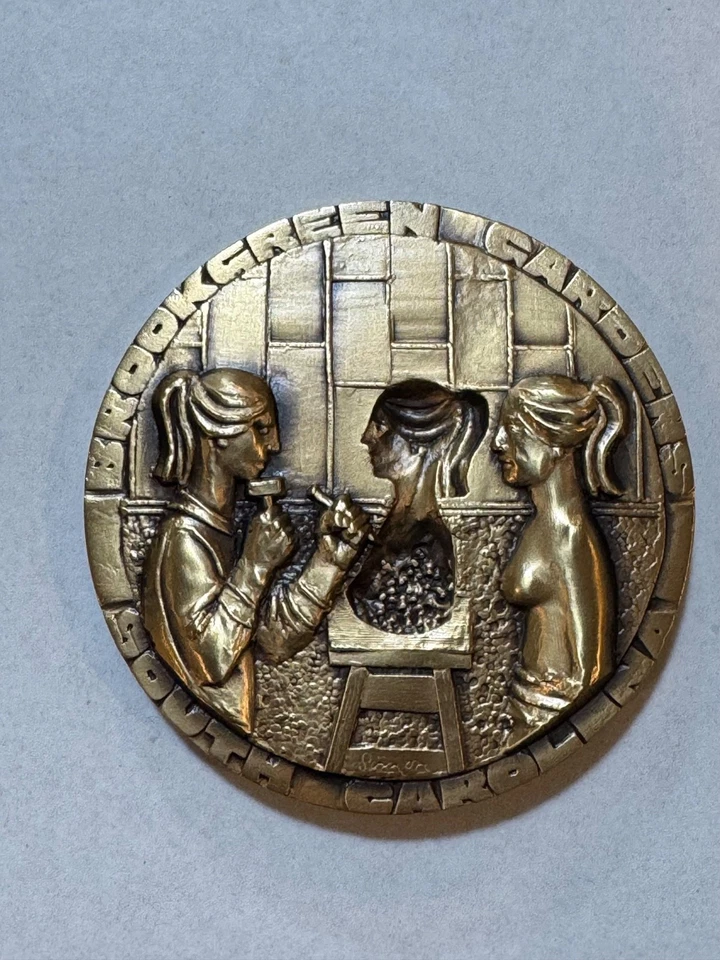 MEDALLA DE BRONCE BROOKGREEN GARDEN OBRA DE CADA ARTISTA REVELA UN AUTORRETRATO SIMON Foto 2 de 4