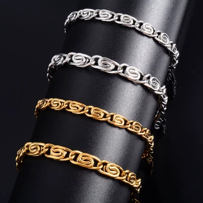 💎 Bracelet unisexe en acier inoxydable maillons en spirale argent or cadeau ... - Photo 1/4