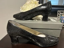 Mark Lemp Classic Pumps Black Patent Leather Alligator Size 8W Women’s Shoes