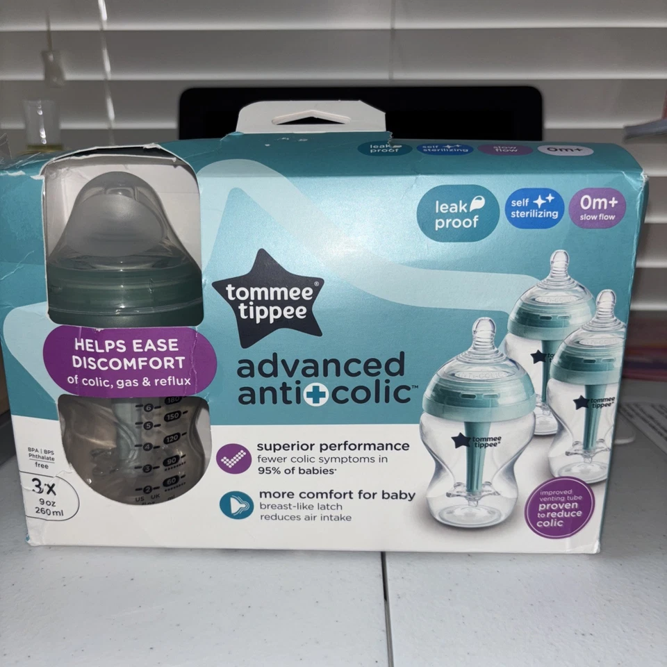 Tommee Tippee Advanced Anti Colic Grow W/ Baby Bottle Set of 3 - 9 oz  open Box - Image 3 of 4