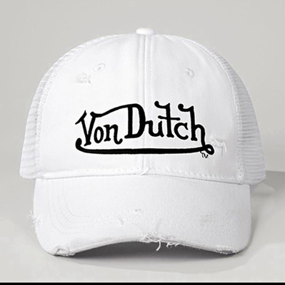 Von Dutch Trucker Kappe Weiß Logo Baumwolle Mesh verstellbar Einheitsgröße