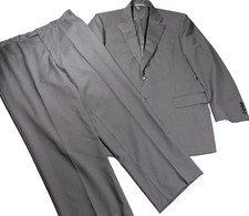 Canali Suit Men's 54R EU 36x30 Trousers Charcoal Wool Stripes Quiet Luxury Italy