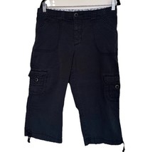 90s Y2K Lee Black cropped cargo Pants Sz 12M Baggy Grunge Punk Skater