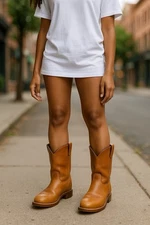 70s Embroidered Steer Head Campus Boot vintage Sears