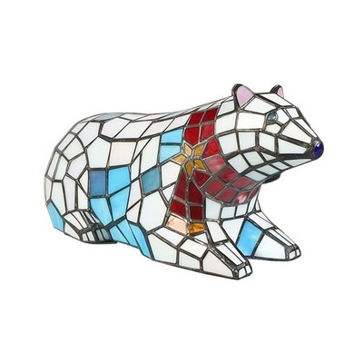 Tiffany-Style Polar Bear Table Lamp, Stained Glass Lamp, Living Room Decorati...