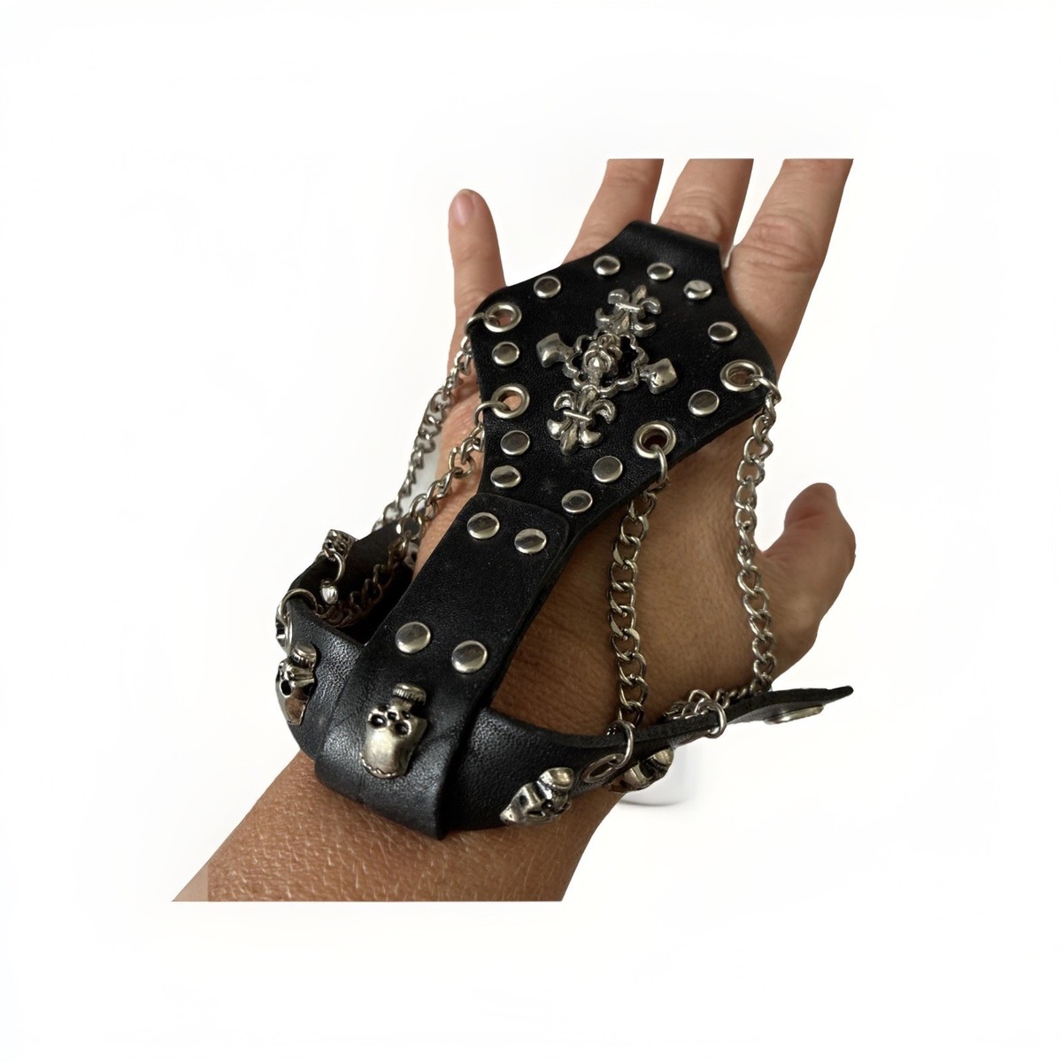 Source Unknown Black Studded Skull Messenger Backpack Bags – SourceUnknown main image 4