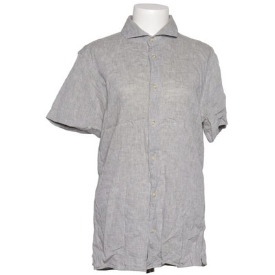 White Bertoni, Kurzarmhemd, Größe: 42, Grau, Leinen/Bio-Baumwolle #sH5