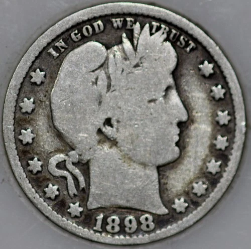 1898-P Barber Quarter 90% Silver, 100+ years Old As Shown [SN03]
