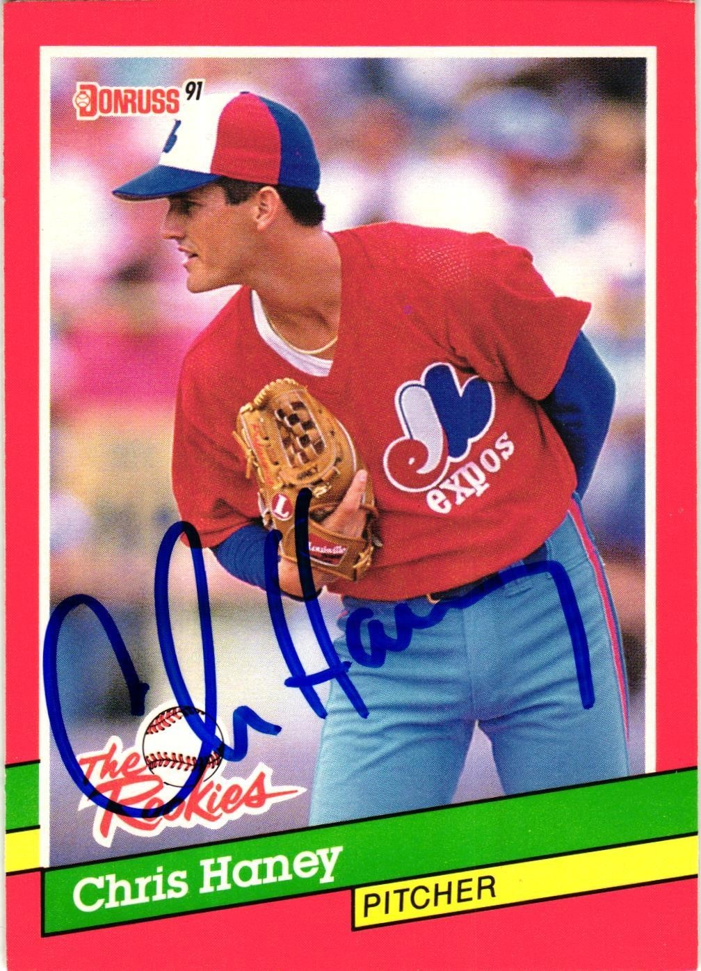 CHRIS HANEY #44 Signed 1991 Donruss THE ROOKIES MLB Baseball Card AUTO EXPOS