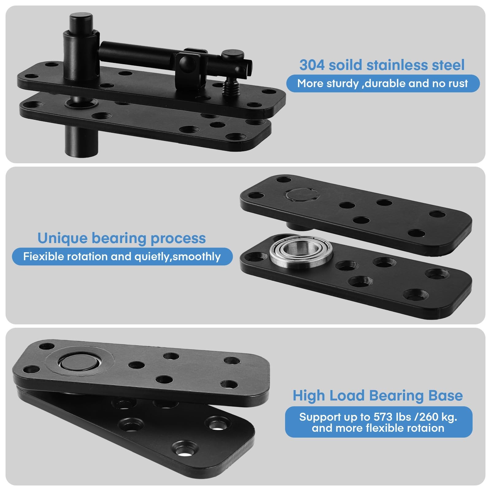 Thicker Hidden Door Hinge,570LBS Load-Bearing Heavy Duty Pivot Door Hinges,Bl...