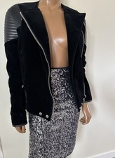 GIVENCHY VELVET Leather Ribbed Shoulder Motorcycle Jacket BEAUTY Sz 40