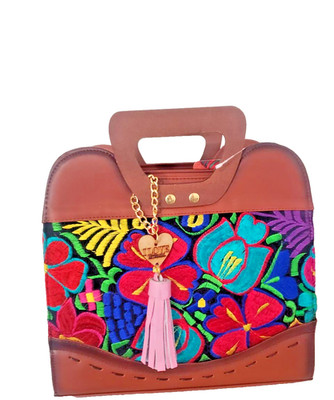 Vegan Leather Bag Bolsa artesanal con bordado Chiapaneco