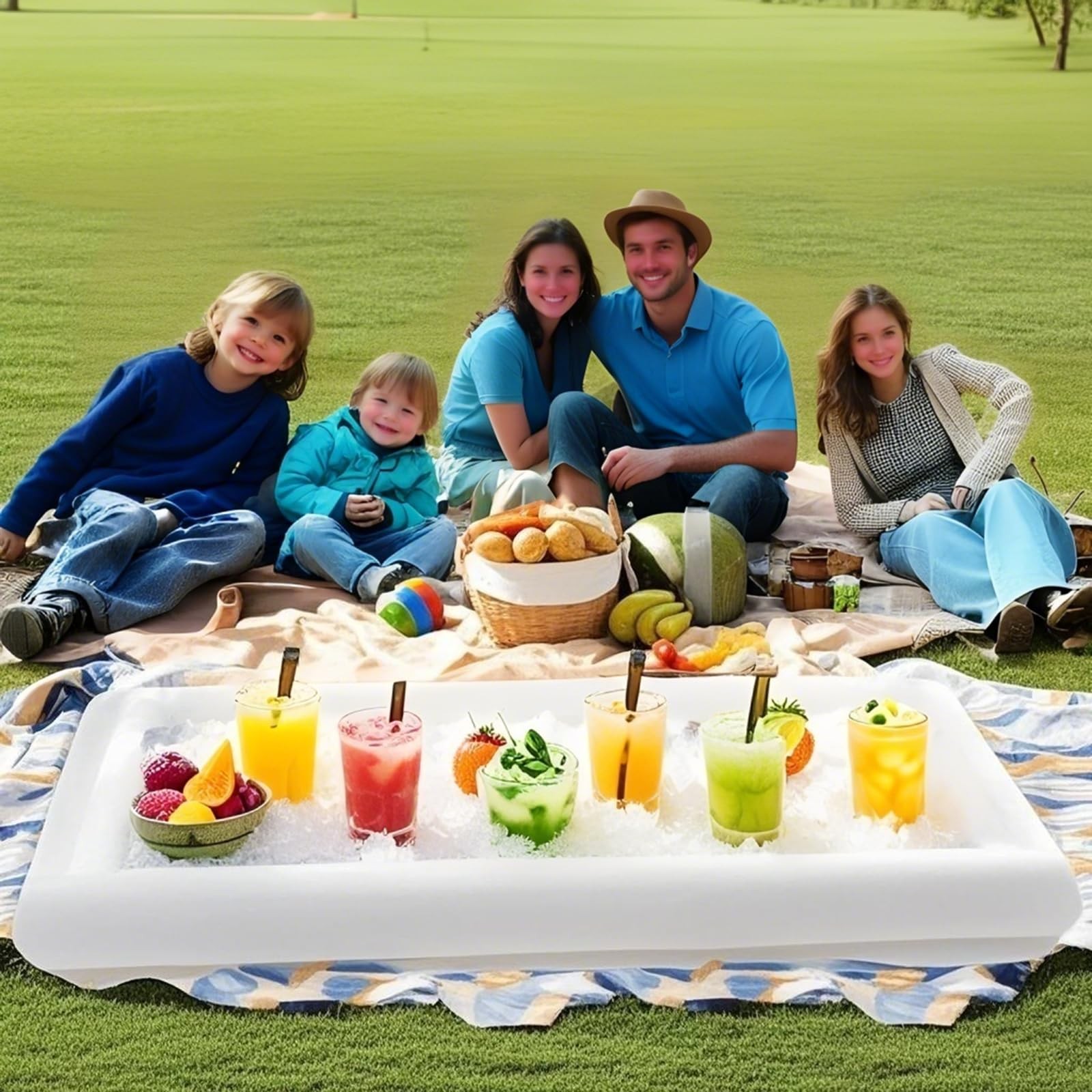 Inflatable Cooler Table 3 Pack Serving Bars Floating Pool Bar Ice Buffet Trays