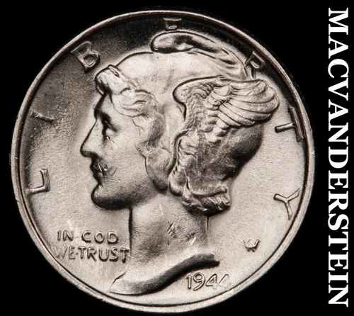 1944 Silver Mercury Dime-Super Choice Gem BU ++++ Lustrous No Reserve #i2999
