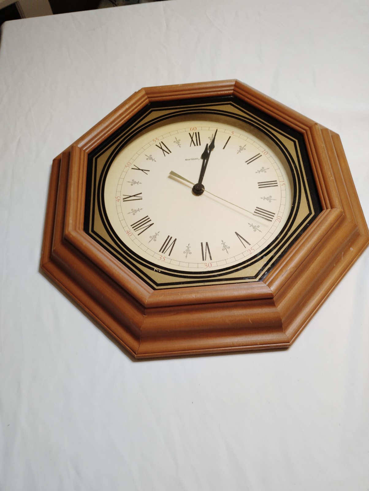Wood octagonal wall clock, quartz movement