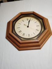 Wood octagonal wall clock, quartz movement