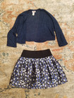 2 pc lot Justice & Lilly White navy cardigan + textured skirt outfit sz S 10 b3 — photo 1