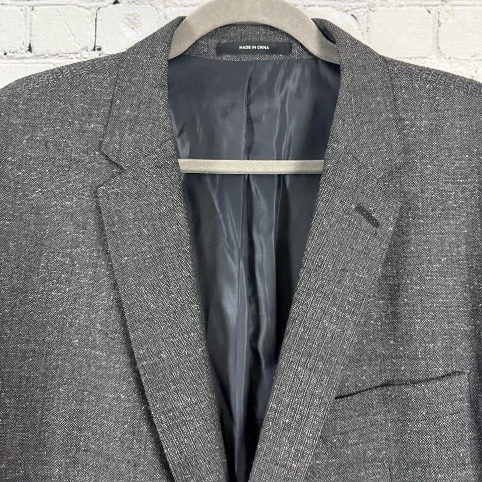 Abrigo Blazer Chaqueta Club Monaco Para Hombres 44R Grant Fit Deportivo Lana Seda Gris Carbón Foto 4 de 4