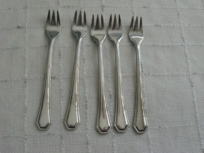 Wallace 18/10 Stainless Casino 5 Cocktail Seafood Forks Glossy Multisided Handle