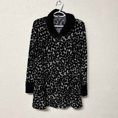 #ad Sympli On The Dot Swing Coat Black Buttoned Women’s Size 4 $26.39