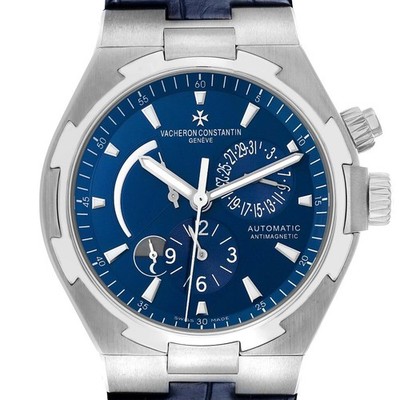 Vacheron Constantin Overseas Dual Time Blue Dial Mens Watch 47450 Papers