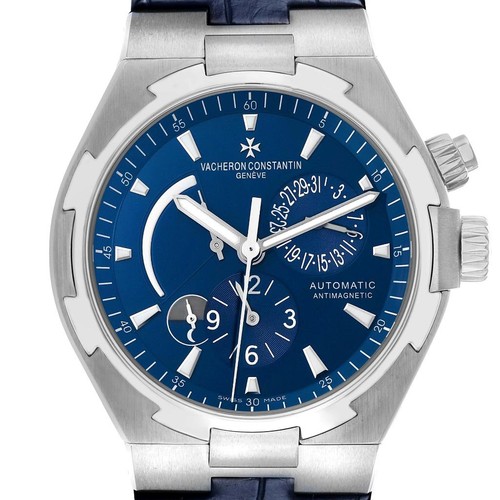 Vacheron Constantin Overseas Dual Time Blue Dial Mens Watch 47450 Papers