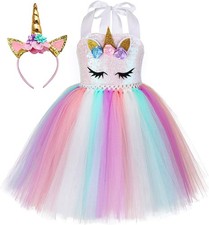 Tutu Dreams Handmade Sequin Unicorn Dress for Girls 1-10Y with Headband Birthday
