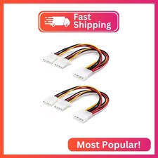 2 Pack Computer Molex 4 Pin Power Supply Y Splitter Cable - 2 Female to 1 Male I