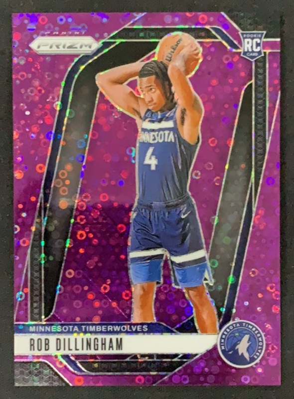 Rob Dillingham 2024-25 Panini Prizm 26/75 Purple Disco RC Timberwolves #250