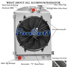 4-Row Aluminum Radiator w/Shroud Fan For 1928-1931 Ford Model A 1932 Hi-Boy V8