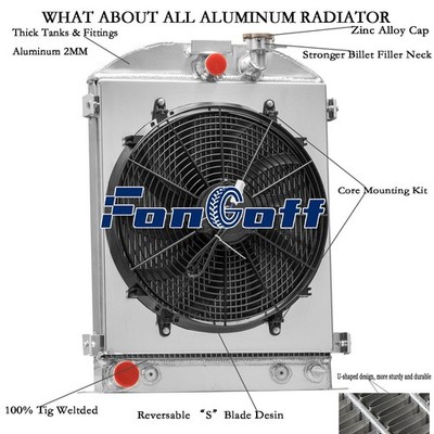 4-Row Aluminum Radiator+Shroud Fan Fit 1928-31 29 30 Ford Model A 1932 Hi-Boy V8