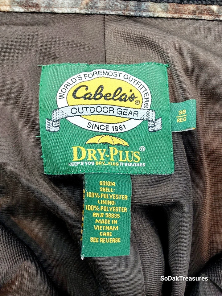 Cabelas Mens 38 Insulated Cargo Pants Dry Plus Advantage Timber Camo Waterproof - Image 3 of 3